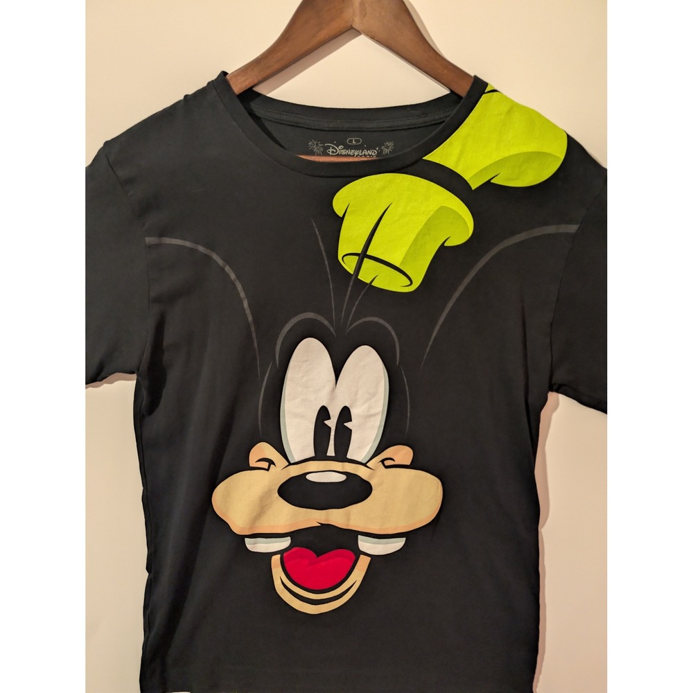 Disneyland Paris Goofy T-Shirt Mens L Black Excellent Graphic Tee SEO